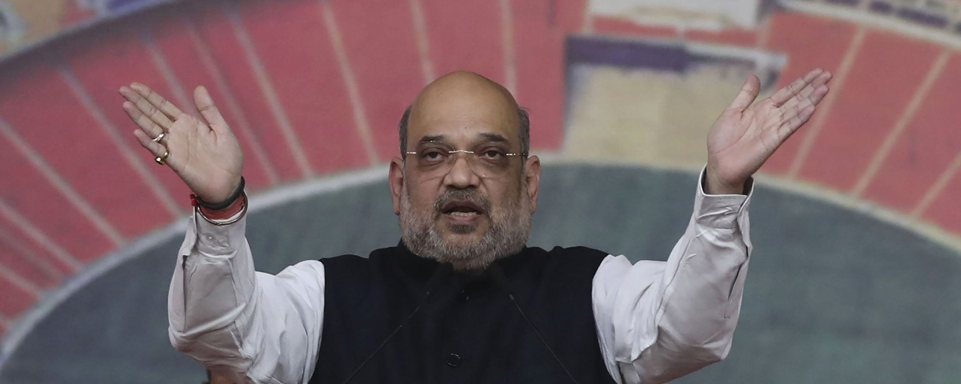 Indian Home Minister Amit Shah speaks during the inauguration of Narendra Modi Stadium in Ahmedabad, India, Wednesday, Feb. 24, 2021. The stadium was previously known as the Sardar Patel Gujarat Stadium. Indian Home Minister Amit Shah speaks during the inauguration of Narendra Modi Stadium in Ahmedabad, India, Wednesday, Feb. 24, 2021. The stadium was previously known as the Sardar Patel Gujarat Stadium. - Sputnik International, 1920, 15.11.2022