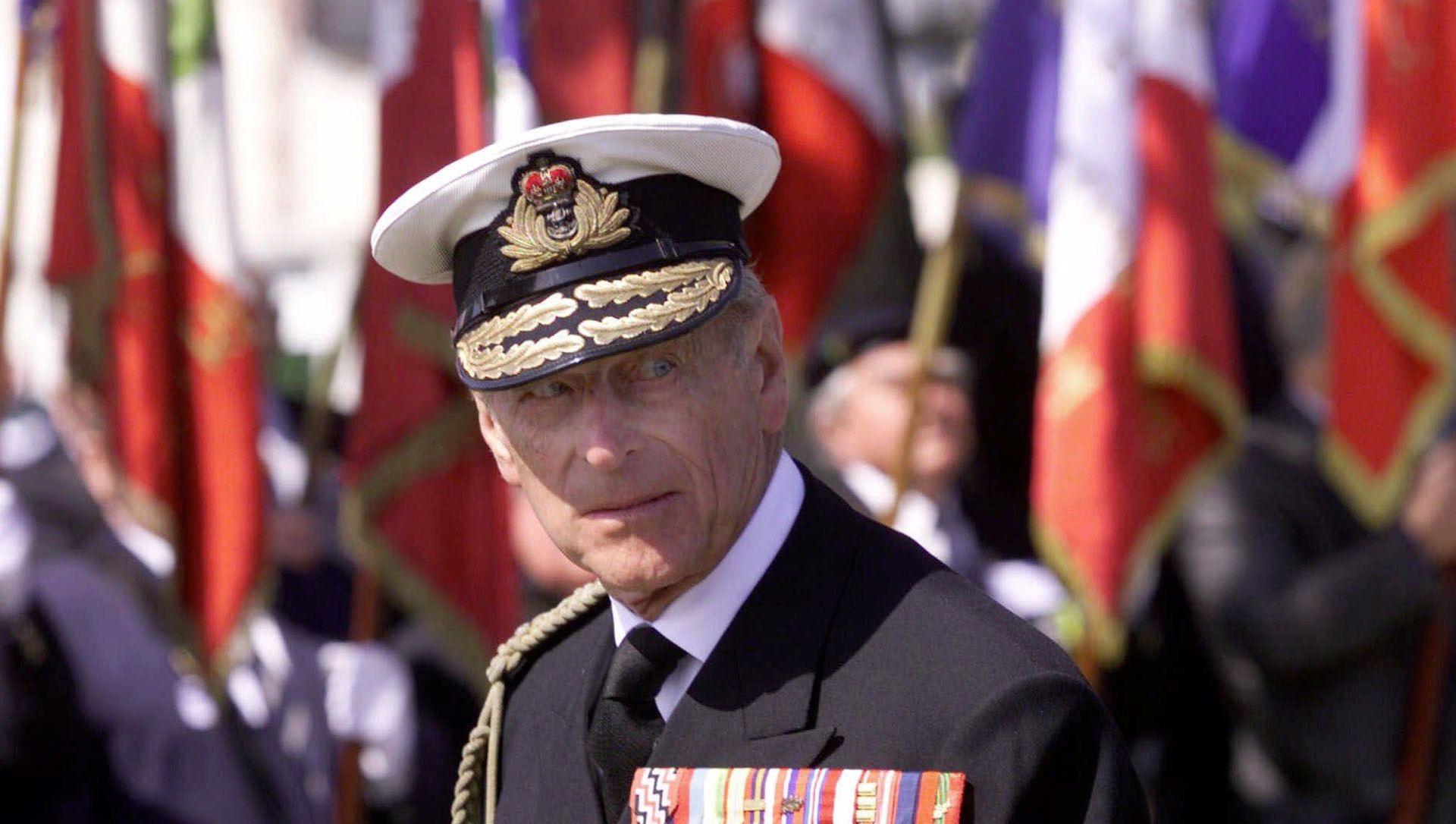 Britain's Prince Philip appears in front of flags during a ceremony commemorating the D-Day landing in Ouistreham, Normandy, France, Tuesday June 6, 2000 Britain's Prince Philip appears in front of flags during a ceremony commemorating the D-Day landing in Ouistreham, Normandy, France, Tuesday June 6, 2000 - Sputnik International, 1920, 09.04.2021