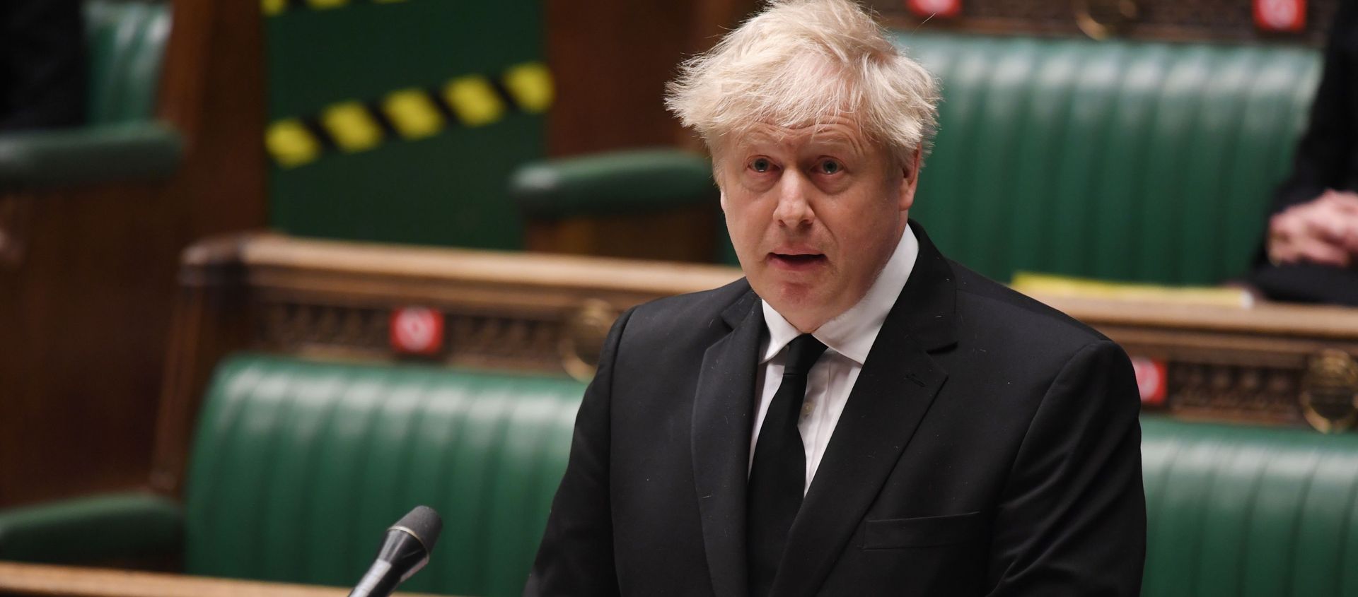 Britain's Prime Minister Boris Johnson speaks during a tribute to HRH Prince Philip, Duke of Edinburgh in London, Britain April 12, 2021.  - Sputnik International, 1920, 28.04.2021