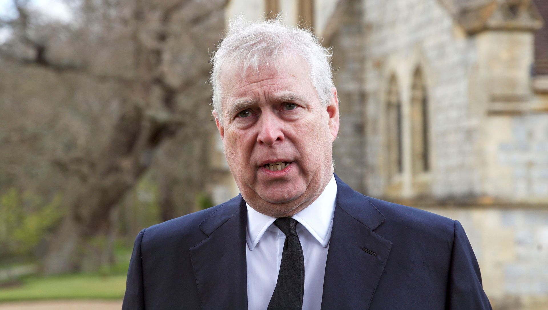 Britain's Prince Andrew speaks to the media during Sunday service at the Royal Chapel of All Saints at Windsor Great Park, Britain following Friday's death of his father Prince Philip at age 99, April 11, 2021 Britain's Prince Andrew speaks to the media during Sunday service at the Royal Chapel of All Saints at Windsor Great Park, Britain following Friday's death of his father Prince Philip at age 99, April 11, 2021 - Sputnik International, 1920, 16.05.2021