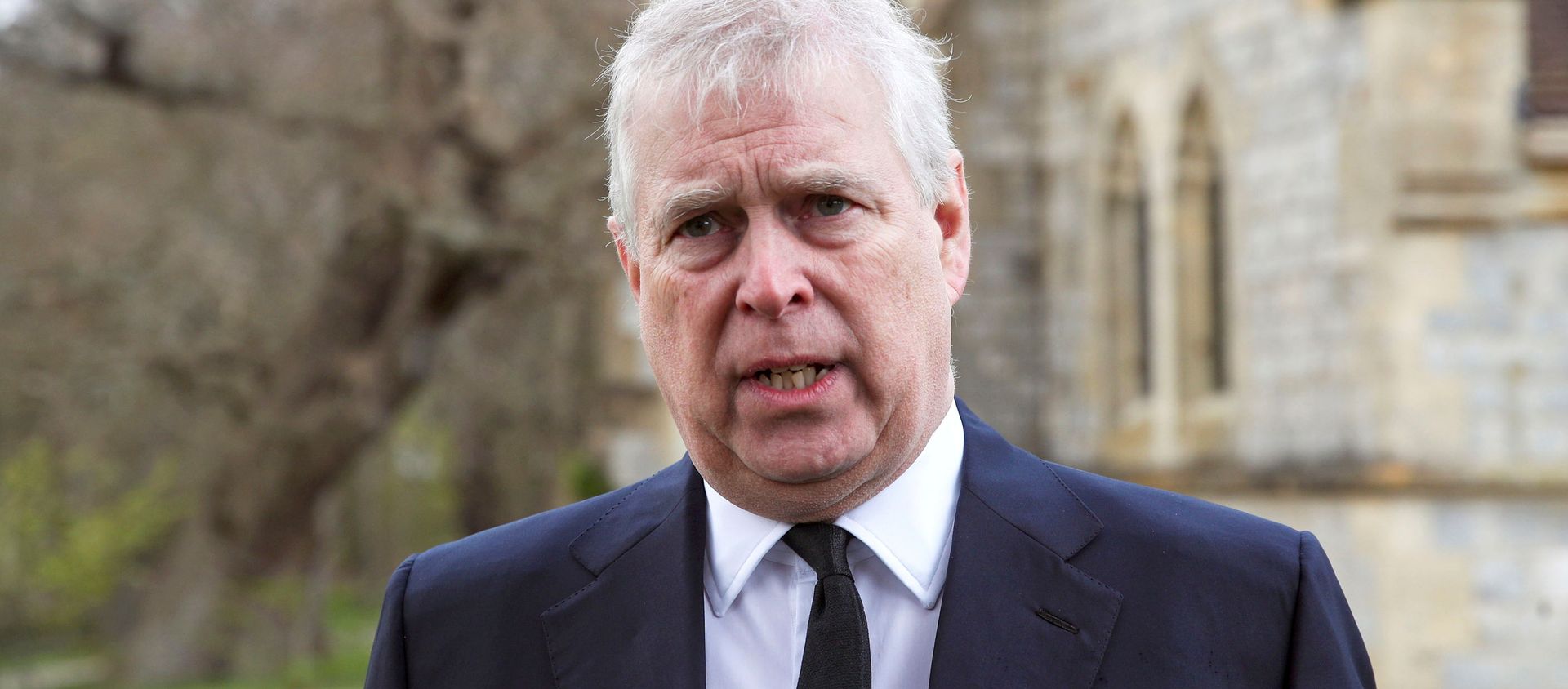 Britain's Prince Andrew speaks to the media during Sunday service at the Royal Chapel of All Saints at Windsor Great Park, Britain following Friday's death of his father Prince Philip at age 99, April 11, 2021 - Sputnik International, 1920, 19.04.2021