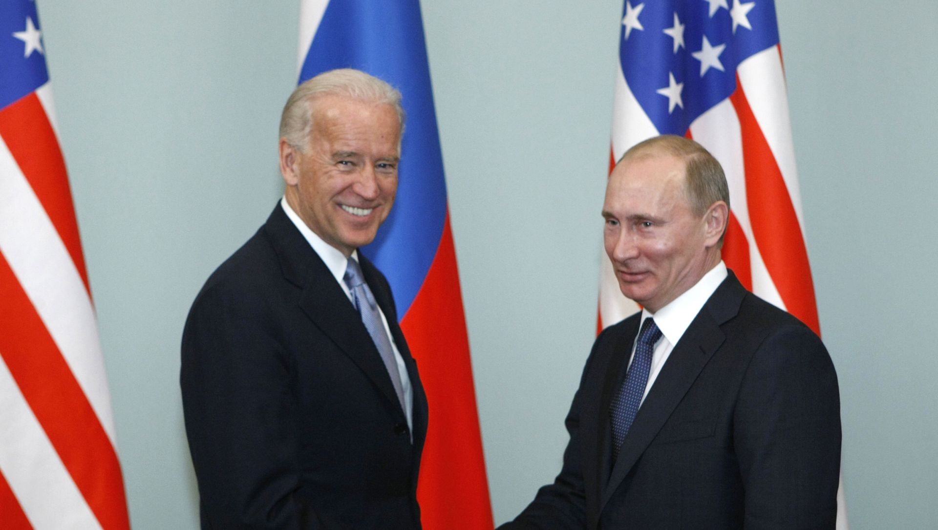 In this March 10, 2011, file photo, Vice President of the United States Joe Biden, left, shakes hands with Russian Prime Minister Vladimir Putin in Moscow, Russia. In this March 10, 2011, file photo, Vice President of the United States Joe Biden, left, shakes hands with Russian Prime Minister Vladimir Putin in Moscow, Russia. - Sputnik International, 1920, 14.04.2021