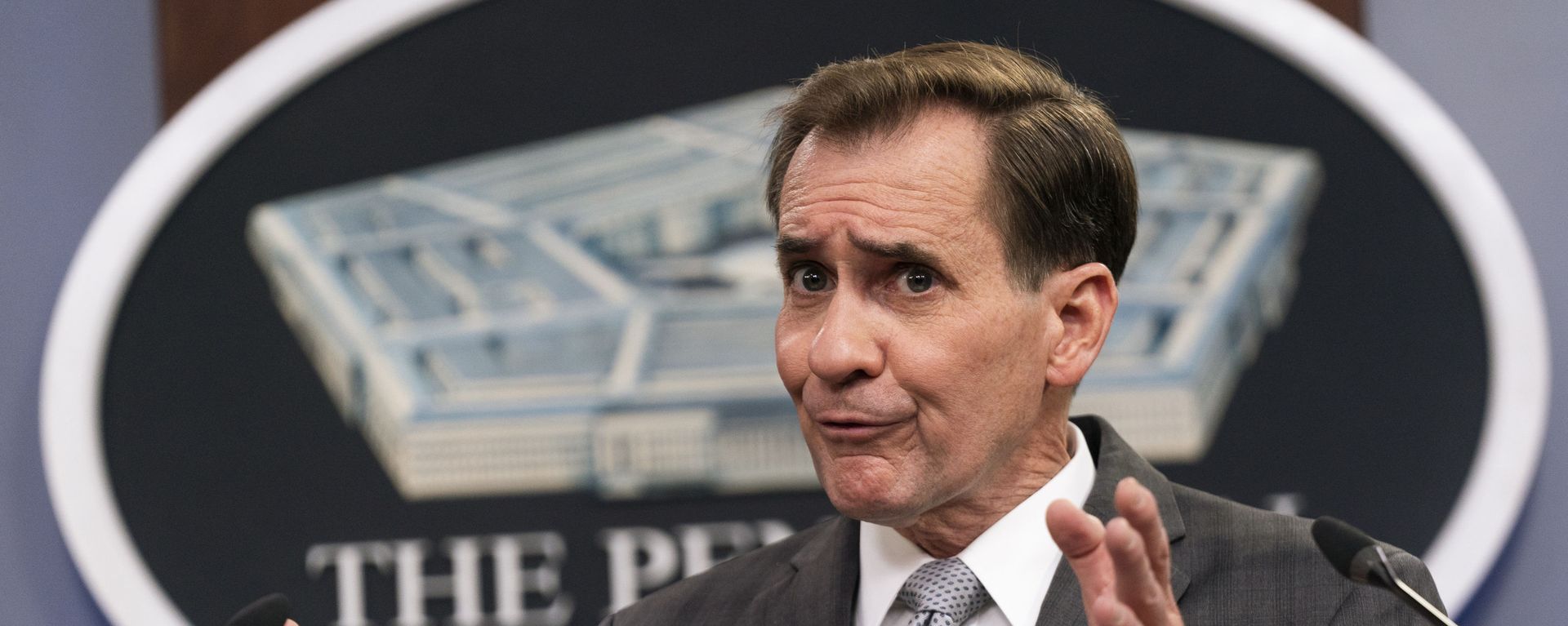 Pentagon spokesman John Kirby speaks during a briefing at the Pentagon in Washington, Friday, April 16, 2021. Pentagon spokesman John Kirby speaks during a briefing at the Pentagon in Washington, Friday, April 16, 2021. - Sputnik International, 1920, 03.10.2023