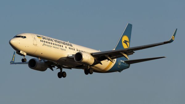 In this file photo taken on Friday, Sept. 13, 2019, showing the actual Ukrainian Boeing 737-800 UR-PSR plane that crashed Wednesday Jan. 8, 2020, on the outskirts of Tehran, Iran, seen during landing at Borispil international airport outside Kyiv, Ukraine. - Sputnik International