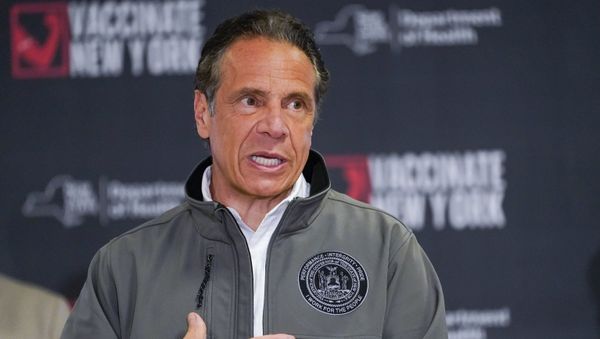 Gov. Andrew Cuomo speaks during a news conference, Wednesday, April 14, 2021 at a pop up COVID-19 vaccination sight at Belmont Park in Elmont, N.Y.  - Sputnik International