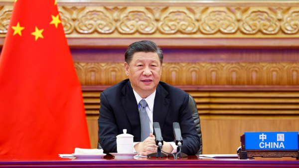 At the invitation of U.S. President Joe Biden, Chinese President Xi Jinping attends the Leaders Summit on Climate via video link and delivers an important speech titled For Man and Nature: Building a Community of Life Together in Beijing, capital of China, April 22, 2021. - Sputnik International