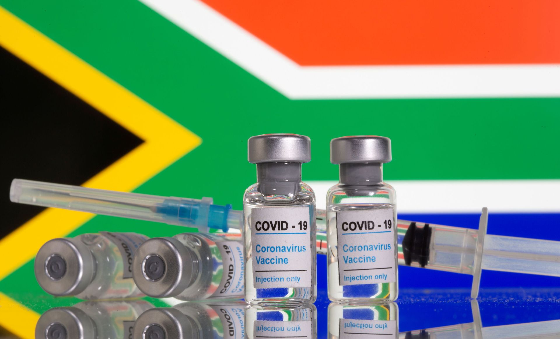 FILE PHOTO: Vials labelled COVID-19 Coronavirus Vaccine and sryinge are seen in front of displayed South Africa flag in this illustration - Sputnik International, 1920, 28.11.2021