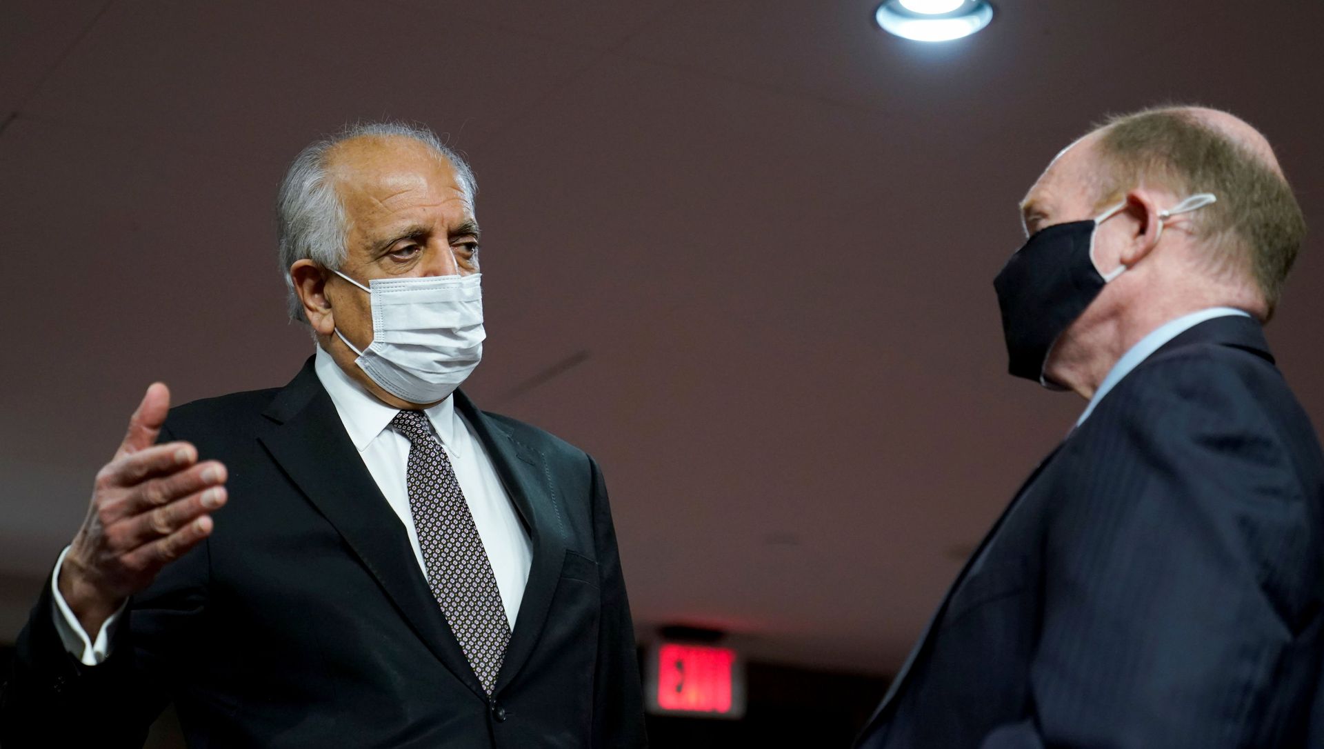 Zalmay Khalilzad, special envoy for Afghanistan Reconciliation, talks with U.S. Senator Chris Coons (D-DE), before the start of a Senate Foreign Relations Committee hearing on Capitol Hill in Washington, U.S., April 27, 2021. Zalmay Khalilzad, special envoy for Afghanistan Reconciliation, talks with U.S. Senator Chris Coons (D-DE), before the start of a Senate Foreign Relations Committee hearing on Capitol Hill in Washington, U.S., April 27, 2021. - Sputnik International, 1920, 27.04.2021