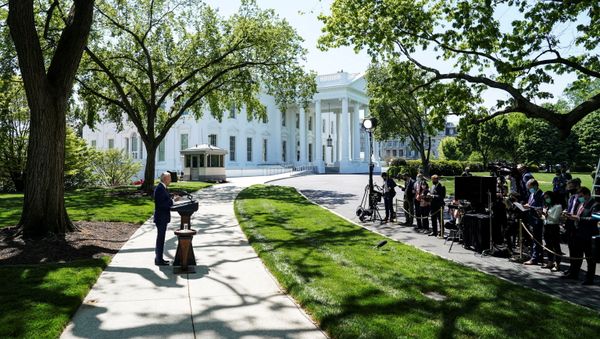 U.S. President Joe Biden delivers remarks on the administration's coronavirus disease (COVID-19) response outside the White House in Washington, U.S., April 27, 2021. - Sputnik International