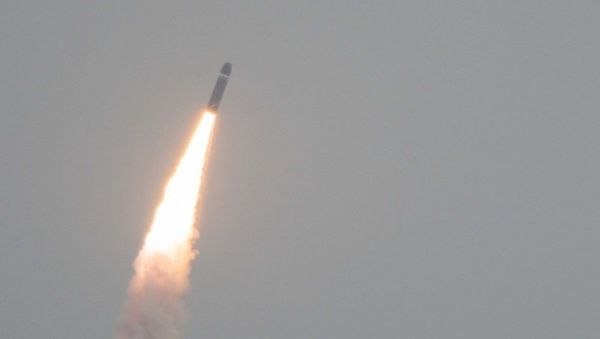 An M51.2 submarine-launched ballistic missile built by ArianeGroup test-fired in an April 28, 2021, test - Sputnik International