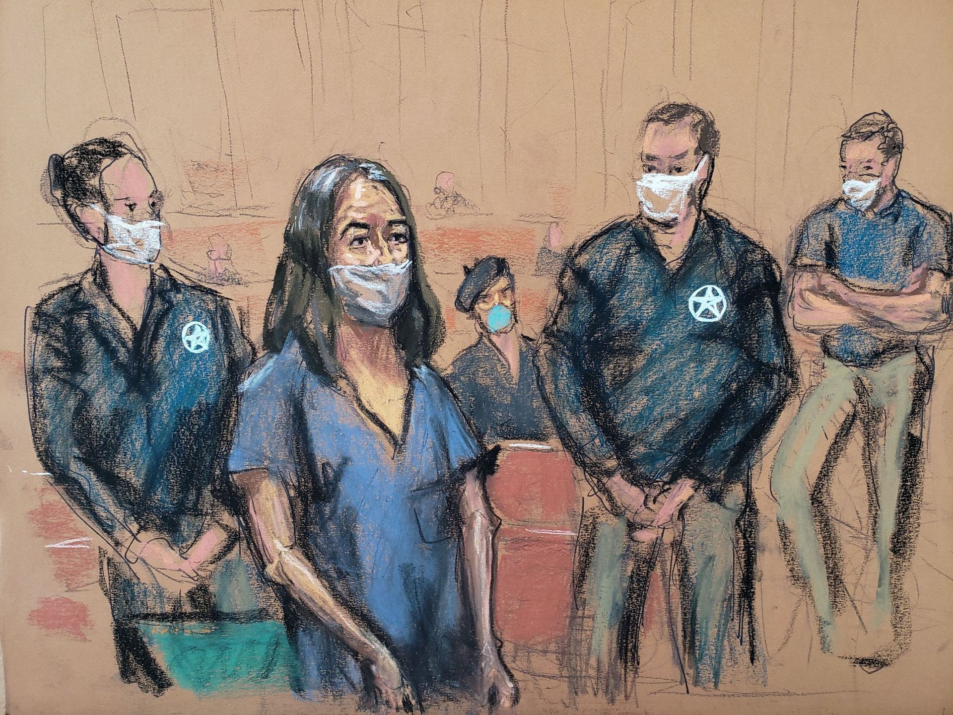 British socialite Ghislaine Maxwell appears during her arraignment hearing on a new indictment at Manhattan Federal Court in New York City, New York, U.S. April 23, 2021, in this courtroom sketch. British socialite Ghislaine Maxwell appears during her arraignment hearing on a new indictment at Manhattan Federal Court in New York City, New York, U.S. April 23, 2021, in this courtroom sketch. - Sputnik International, 1920, 30.11.2021