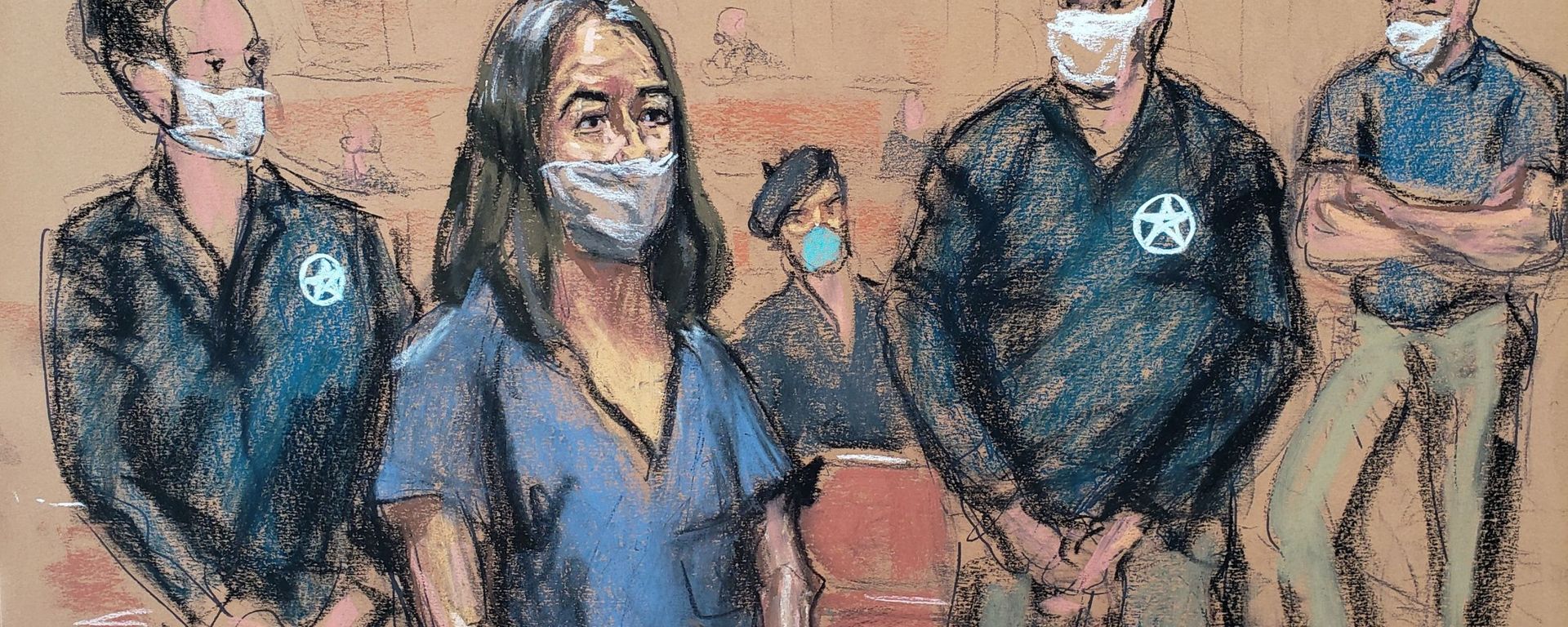 British socialite Ghislaine Maxwell appears during her arraignment hearing on a new indictment at Manhattan Federal Court in New York City, New York, U.S. April 23, 2021, in this courtroom sketch. British socialite Ghislaine Maxwell appears during her arraignment hearing on a new indictment at Manhattan Federal Court in New York City, New York, U.S. April 23, 2021, in this courtroom sketch. - Sputnik International, 1920, 30.04.2021