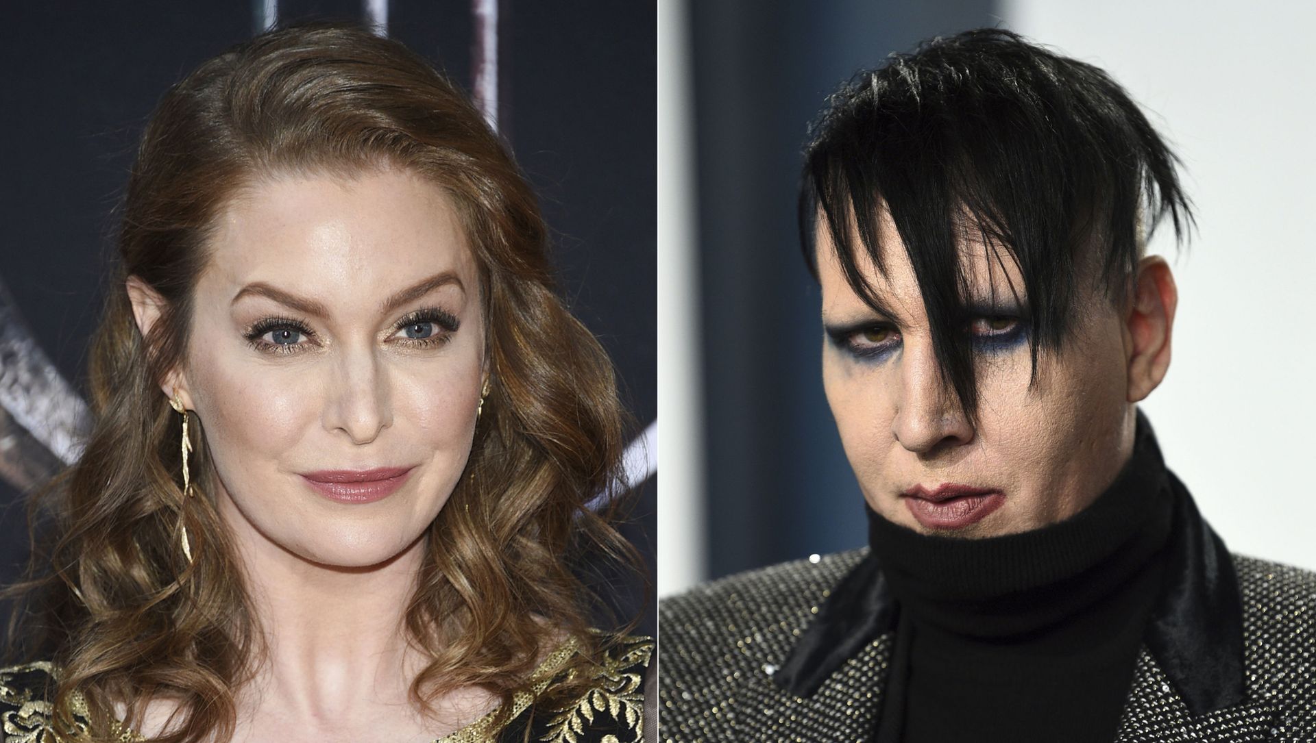 In this combination photo, actress Esmé Bianco appears at HBO's Game of Thrones final season premiere in New York on April 3, 2019, left, and musician Marilyn Manson appears at the Vanity Fair Oscar Party in Beverly Hills, Calif. on Feb. 9, 2020. In this combination photo, actress Esmé Bianco appears at HBO's Game of Thrones final season premiere in New York on April 3, 2019, left, and musician Marilyn Manson appears at the Vanity Fair Oscar Party in Beverly Hills, Calif. on Feb. 9, 2020. - Sputnik International, 1920, 01.05.2021