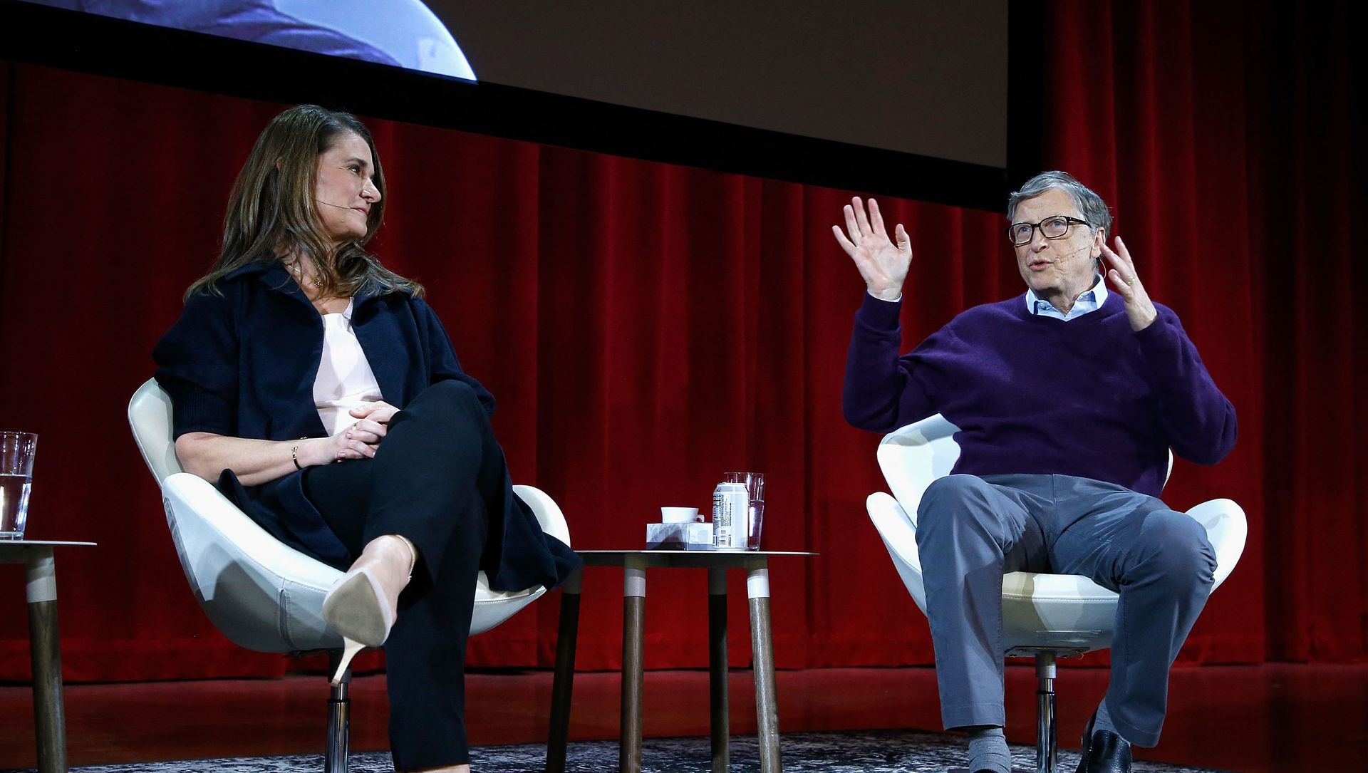 In this file photo taken on February 13, 2018 Melinda Gates and Bill Gates speak during the Lin-Manuel Miranda In conversation with Bill & Melinda Gates panel at Hunter College in New York City. - Bill Gates, the Microsoft founder-turned philanthropist, and his wife Melinda are divorcing after a 27-year-marriage, the couple said in a joint statement Monday. The announcement from one of the world's wealthiest couples, with an estimated net worth of some $130 billion, was made on Twitter. In this file photo taken on February 13, 2018 Melinda Gates and Bill Gates speak during the Lin-Manuel Miranda In conversation with Bill & Melinda Gates panel at Hunter College in New York City. - Bill Gates, the Microsoft founder-turned philanthropist, and his wife Melinda are divorcing after a 27-year-marriage, the couple said in a joint statement Monday. The announcement from one of the world's wealthiest couples, with an estimated net worth of some $130 billion, was made on Twitter. - Sputnik International, 1920, 04.05.2021