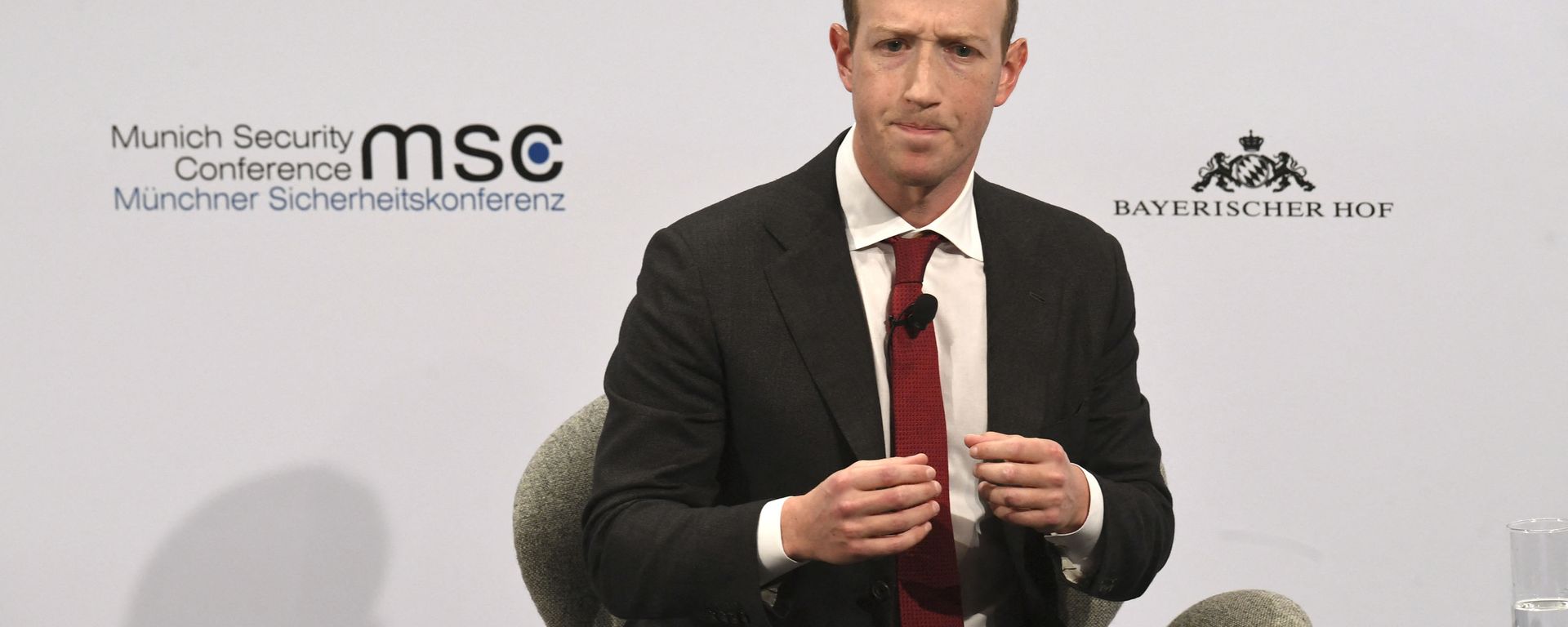 The founder and CEO of Facebook Mark Zuckerberg speaks during the 56th Munich Security Conference (MSC) in Munich, southern Germany, on February 15, 2020. - The 2020 edition of the Munich Security Conference (MSC) takes place from February 14 to 16, 2020. The founder and CEO of Facebook Mark Zuckerberg speaks during the 56th Munich Security Conference (MSC) in Munich, southern Germany, on February 15, 2020. - The 2020 edition of the Munich Security Conference (MSC) takes place from February 14 to 16, 2020. - Sputnik International, 1920, 02.11.2021