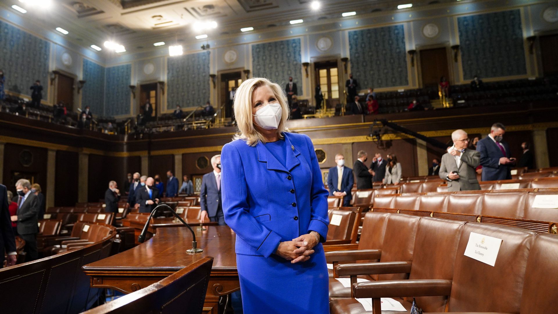Rep. Liz Cheney, R-Wyo., arrives to the chamber ahead of President Joe Biden speaking to a joint session of Congress, Wednesday, April 28, 2021, in the House Chamber at the U.S. Capitol in Washington. Rep. Liz Cheney, R-Wyo., arrives to the chamber ahead of President Joe Biden speaking to a joint session of Congress, Wednesday, April 28, 2021, in the House Chamber at the U.S. Capitol in Washington. - Sputnik International, 1920, 11.05.2021