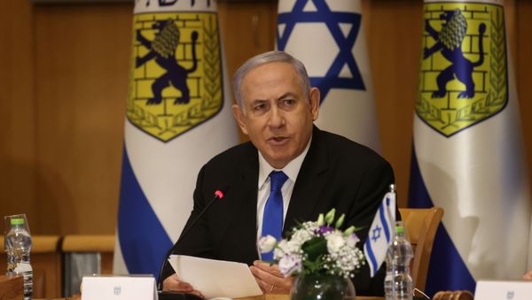 Israeli Prime Minister Benjamin Netanyahu attends a special cabinet meeting on the occasion of Jerusalem Day, in Jerusalem, May 9, 2021. - Sputnik International