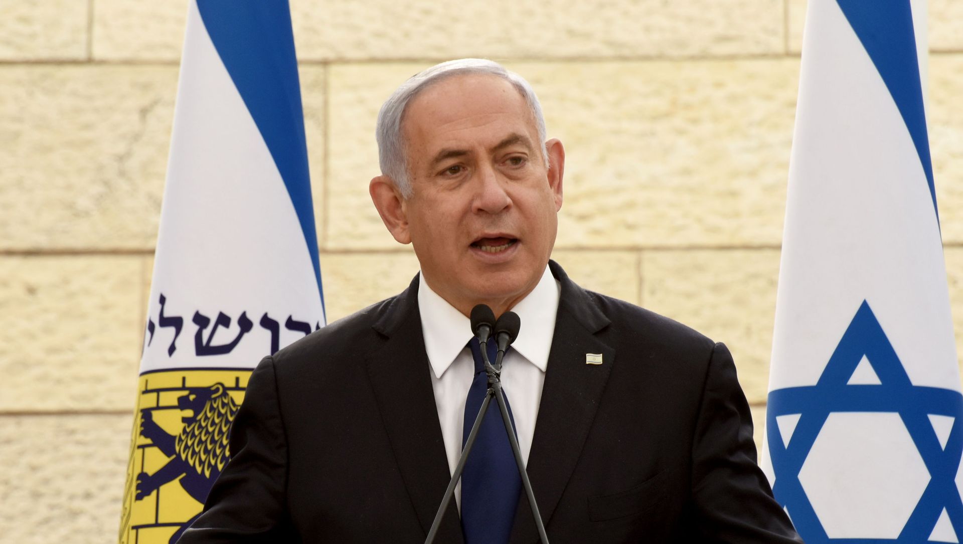 Israeli Prime Minister Benjamin Netanyahu speaks at a ceremony for fallen soldiers of Israel's wars at the Yad Lebanim House on the eve of Memorial Day, in Jerusalem, April 13, 2021. Debbie Hill/Pool via REUTERS Israeli Prime Minister Benjamin Netanyahu speaks at a ceremony for fallen soldiers of Israel's wars at the Yad Lebanim House on the eve of Memorial Day, in Jerusalem, April 13, 2021. Debbie Hill/Pool via REUTERS - Sputnik International, 1920, 12.05.2021