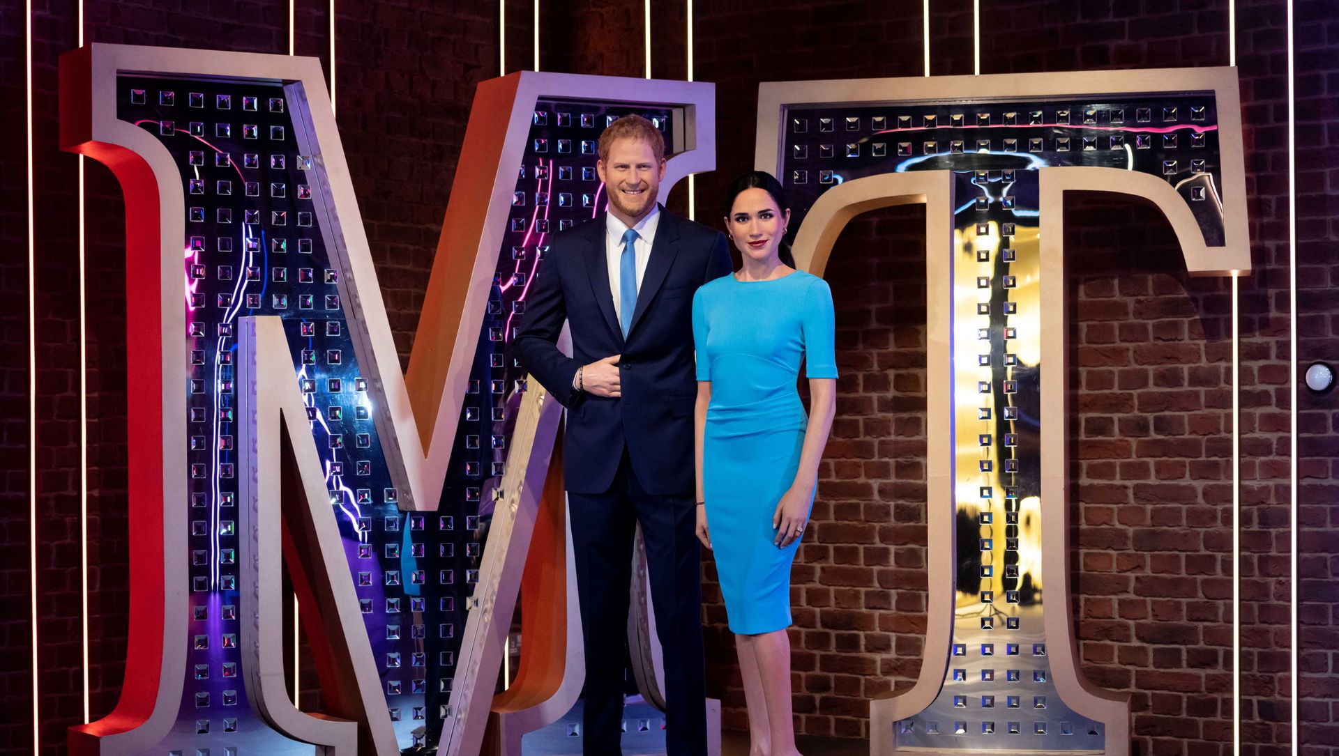 Figures of Madame Tussauds London's Britain's Prince Harry and Meghan, Duchess of Sussex, stand in their new position in London, Britain May 12, 2021. Picture taken May 12, 2021 Figures of Madame Tussauds London's Britain's Prince Harry and Meghan, Duchess of Sussex, stand in their new position in London, Britain May 12, 2021. Picture taken May 12, 2021 - Sputnik International, 1920, 14.05.2021