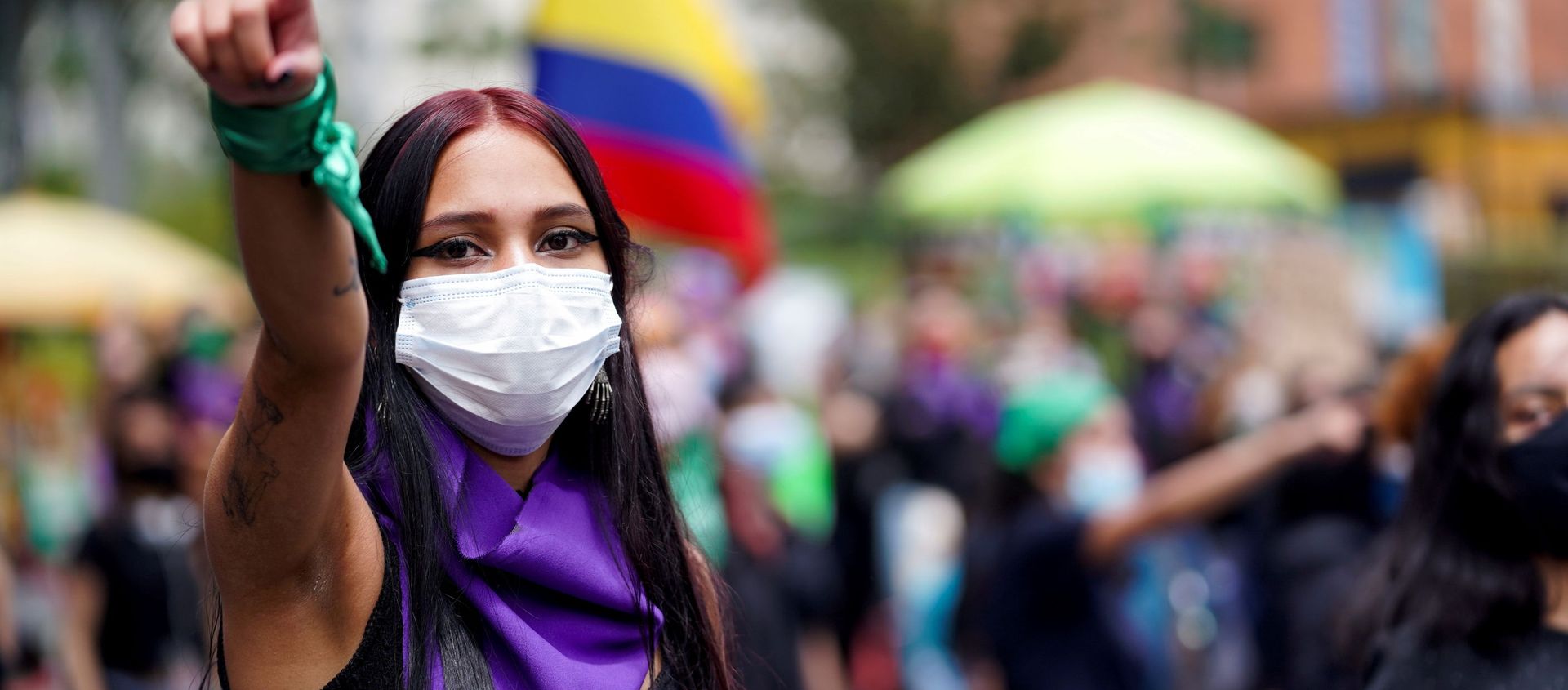 A woman gestures during a protest against sexual assault by the police and the excess of public force against peaceful protests, in Bogota, Colombia, May 15, 2021. A woman gestures during a protest against sexual assault by the police and the excess of public force against peaceful protests, in Bogota, Colombia, May 15, 2021. - Sputnik International, 1920, 28.05.2021