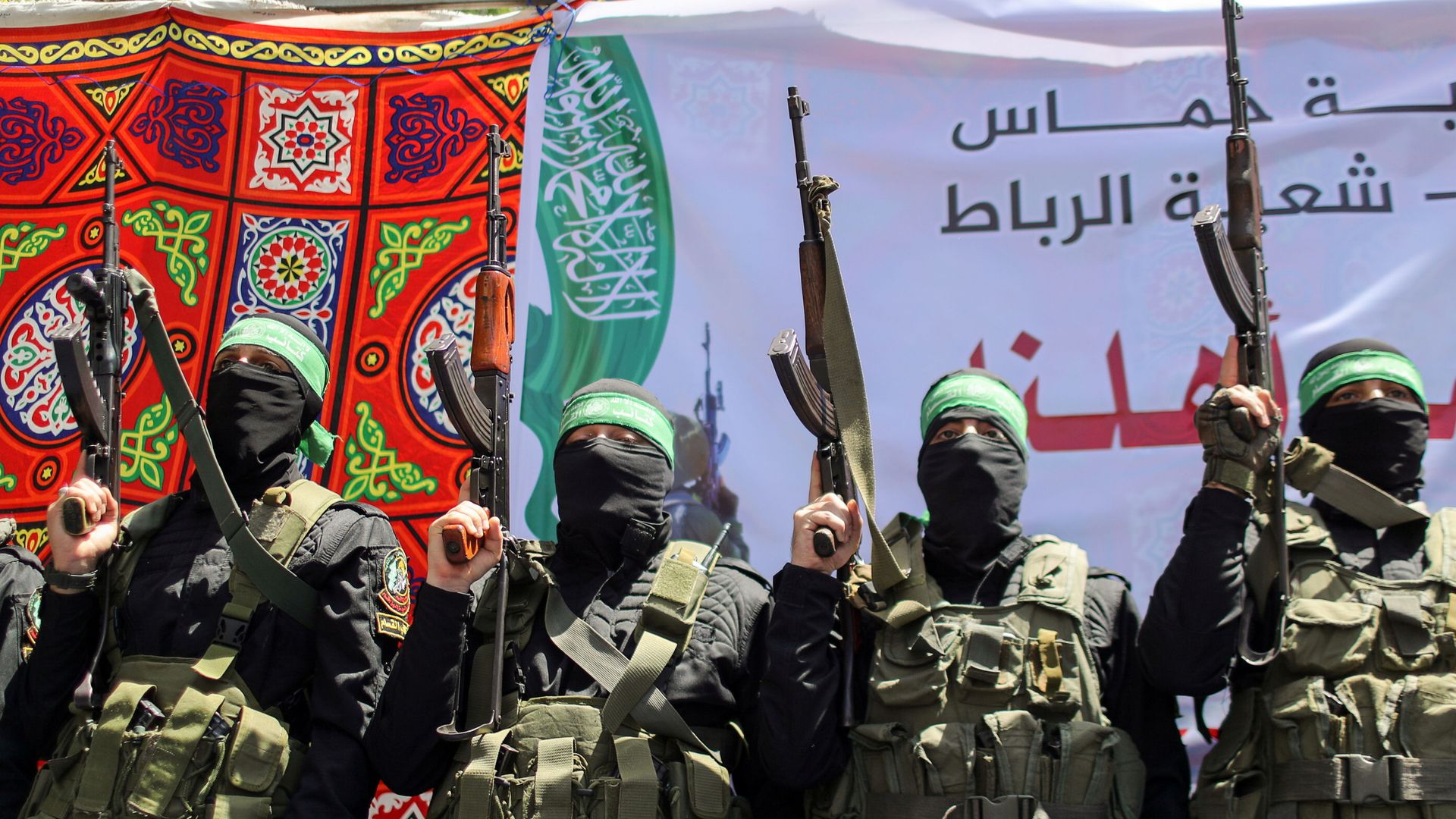 Palestinian Hamas militants take part in a protest over the possible eviction of several Palestinian families from homes on land claimed by Jewish settlers in the Jerusalem's Sheikh Jarrah neighbourhood, in the northern Gaza Strip May 7, 2021 Palestinian Hamas militants take part in a protest over the possible eviction of several Palestinian families from homes on land claimed by Jewish settlers in the Jerusalem's Sheikh Jarrah neighbourhood, in the northern Gaza Strip May 7, 2021 - Sputnik International, 1920, 21.05.2021