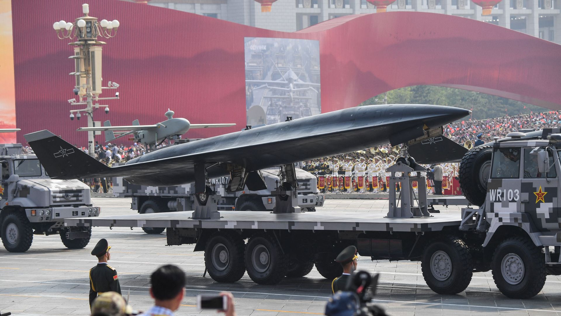 A military vehicle carrying a WZ-8 supersonic reconnaissance drone takes part a military parade at Tiananmen Square in Beijing on October 1, 2019, to mark the 70th anniversary of the founding of the People’s Republic of China. (Photo by GREG BAKER / AFP) A military vehicle carrying a WZ-8 supersonic reconnaissance drone takes part a military parade at Tiananmen Square in Beijing on October 1, 2019, to mark the 70th anniversary of the founding of the People’s Republic of China. (Photo by GREG BAKER / AFP) - Sputnik International, 1920, 20.05.2021
