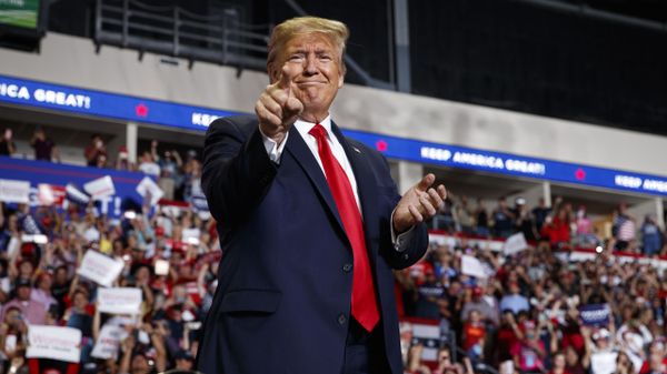 FILE - In this Sept. 16, 2019, file photo, Republican President Donald Trump arrives to speak at a campaign rally at the Santa Ana Star Center in Rio Rancho, N.M. Republican Party of New Mexico Steve Pearce told The Associated Press on Monday, Nov. 4, 2019, that state is preparing to formally endorse Trump for re-election. - Sputnik International