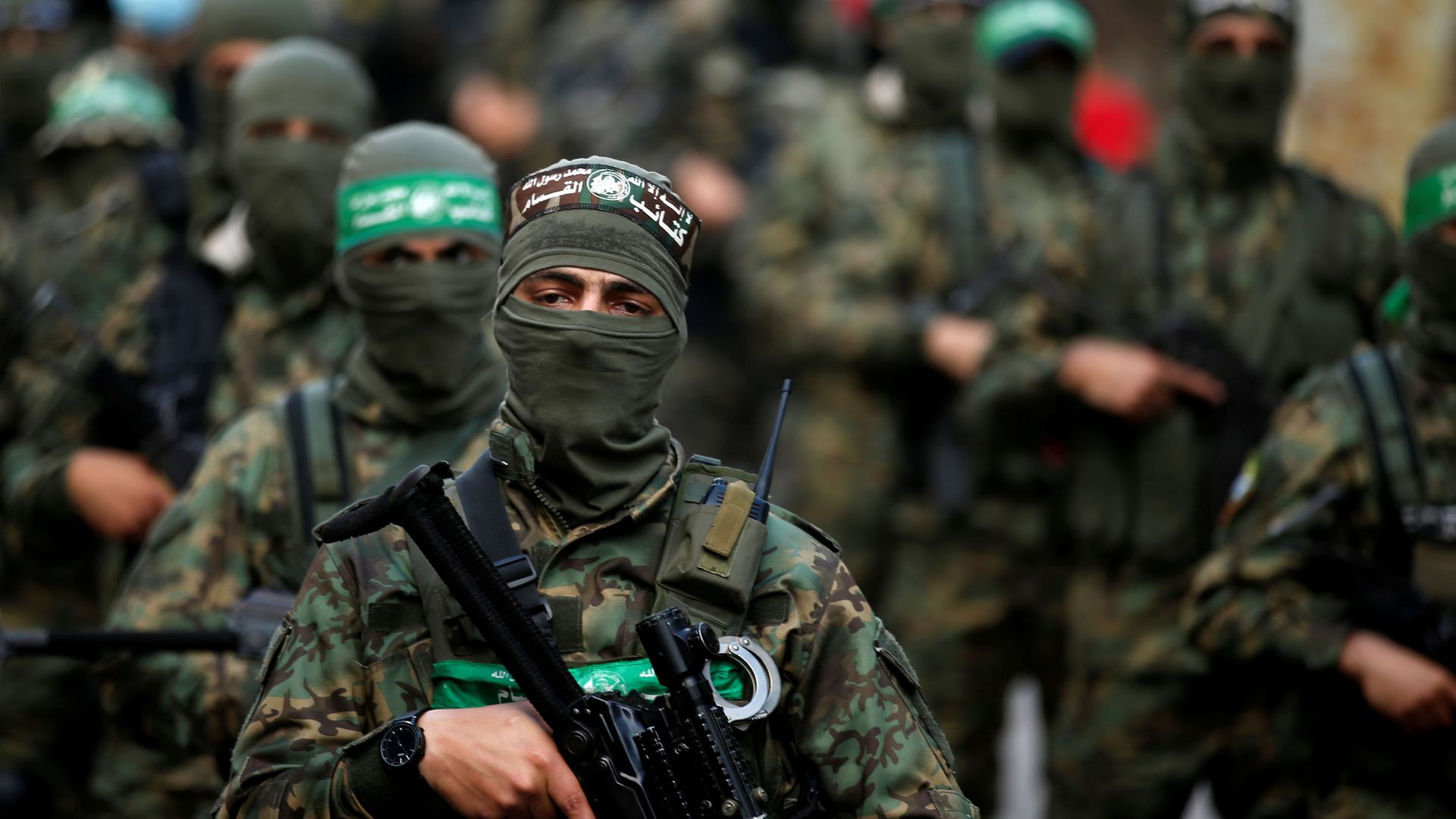 Palestinian Hamas militants take part in an anti-Israel rally in Gaza City May 22, 2021. REUTERS/Mohammed Salem Palestinian Hamas militants take part in an anti-Israel rally in Gaza City May 22, 2021. REUTERS/Mohammed Salem - Sputnik International, 1920, 22.05.2021