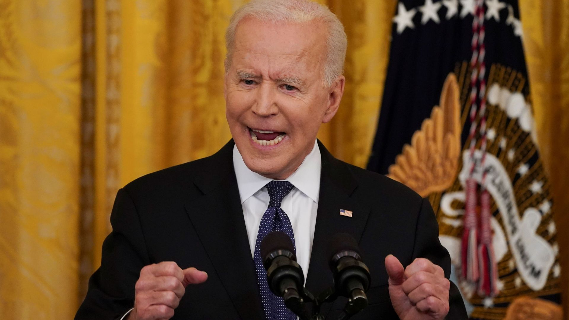 U.S. President Joe Biden gestures as he speaks before signing the COVID-19 Hate Crimes Act into law, in the East Room at the White House in Washington, U.S., May 20, 2021. U.S. President Joe Biden gestures as he speaks before signing the COVID-19 Hate Crimes Act into law, in the East Room at the White House in Washington, U.S., May 20, 2021. - Sputnik International, 1920, 25.05.2021