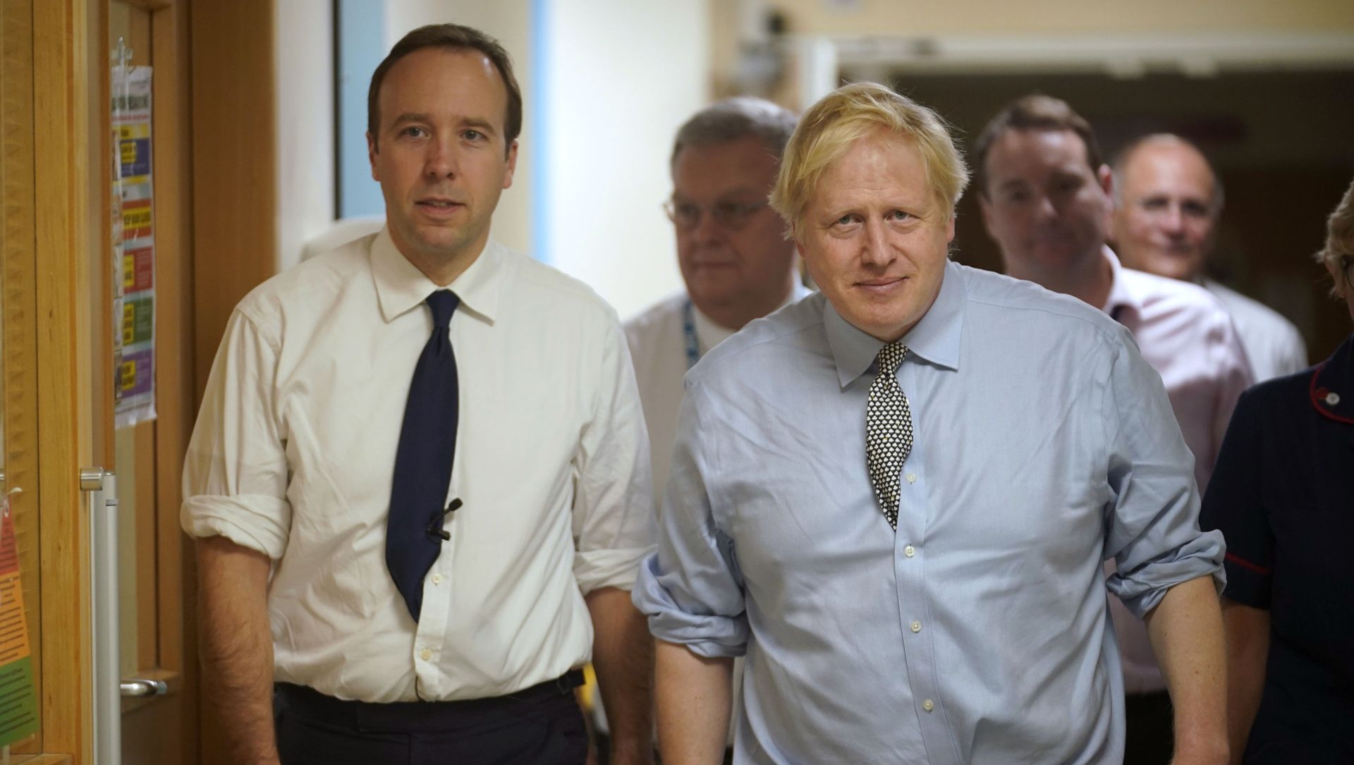 Health Secretary Matt Hancock, left, and Prime Minister Boris Johnson visit Bassetlaw District General Hospital, during their General Election campaign in Worksop, Nottinghamshire, England on Friday, 22 November 2019. Health Secretary Matt Hancock, left, and Prime Minister Boris Johnson visit Bassetlaw District General Hospital, during their General Election campaign in Worksop, Nottinghamshire, England on Friday, 22 November 2019. - Sputnik International, 1920, 26.05.2021
