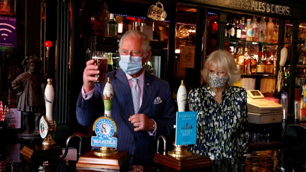 Britain's Prince Charles and Camilla, the Duchess of Cornwall visit Clapham Old Town in London, Britain, May 27, 2021. - Sputnik International