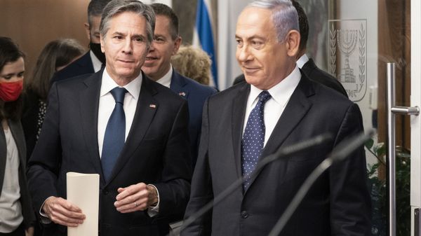 Secretary of State Antony Blinken speaks during a joint statement with Israeli Prime Minister Benjamin Netanyahu at the Prime Minister's office, Tuesday, May 25, 2021, in Jerusalem, Israel. - Sputnik International