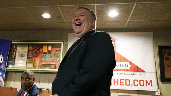 Former Secretary of State Mike Pompeo laughs as he is introduced to speak at the West Side Conservative Club, Friday, March 26, 2021, in Urbandale, Iowa - Sputnik International