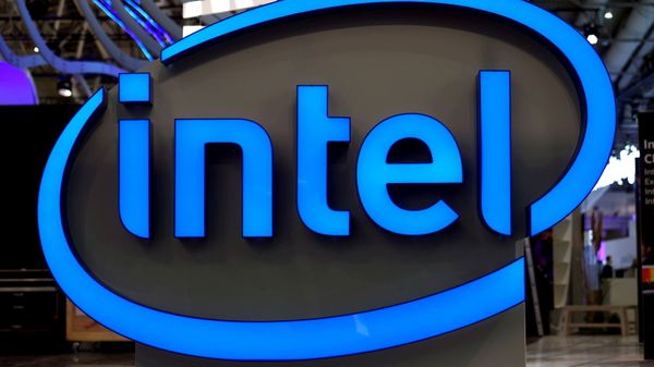 Intel's logo is pictured during preparations at the CeBit computer fair, which will open its doors to the public on March 20, at the fairground in Hanover, Germany, March 19, 2017 - Sputnik International