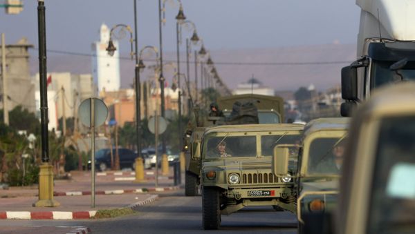 Moroccan, Spanish, and U.S. military forces convoy to a range near Tan Tan, Morocco, April 20, 2018, to conduct a coordinated live fire training mission during Exercise African Lion 2018. - Sputnik International
