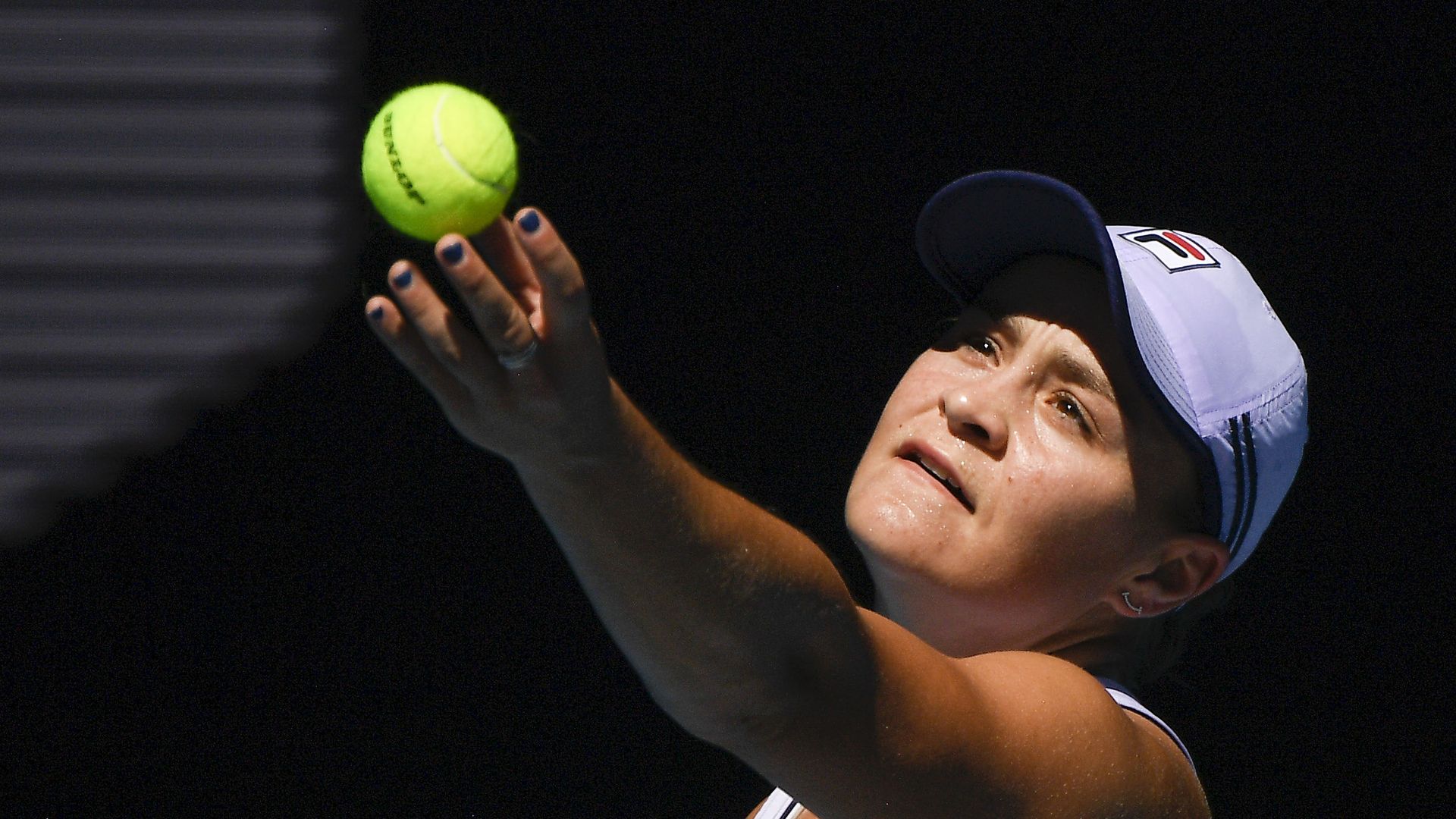 Australia's Ash Barty serves to Karolina Muchova of the Czech Republic during their quarterfinal match at the Australian Open tennis championship in Melbourne, Australia Australia's Ash Barty serves to Karolina Muchova of the Czech Republic during their quarterfinal match at the Australian Open tennis championship in Melbourne, Australia - Sputnik International, 1920, 04.03.2022