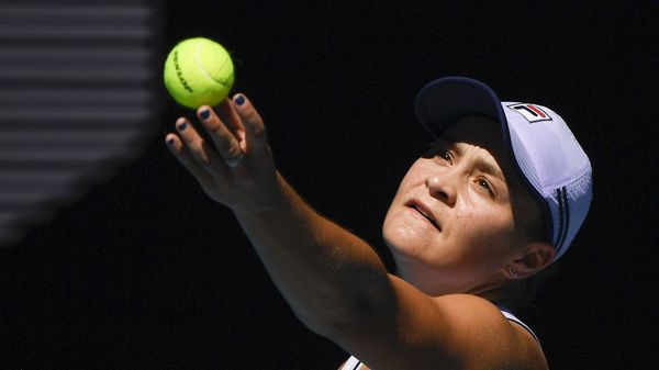 Australia's Ash Barty serves to Karolina Muchova of the Czech Republic during their quarterfinal match at the Australian Open tennis championship in Melbourne, Australia - Sputnik International