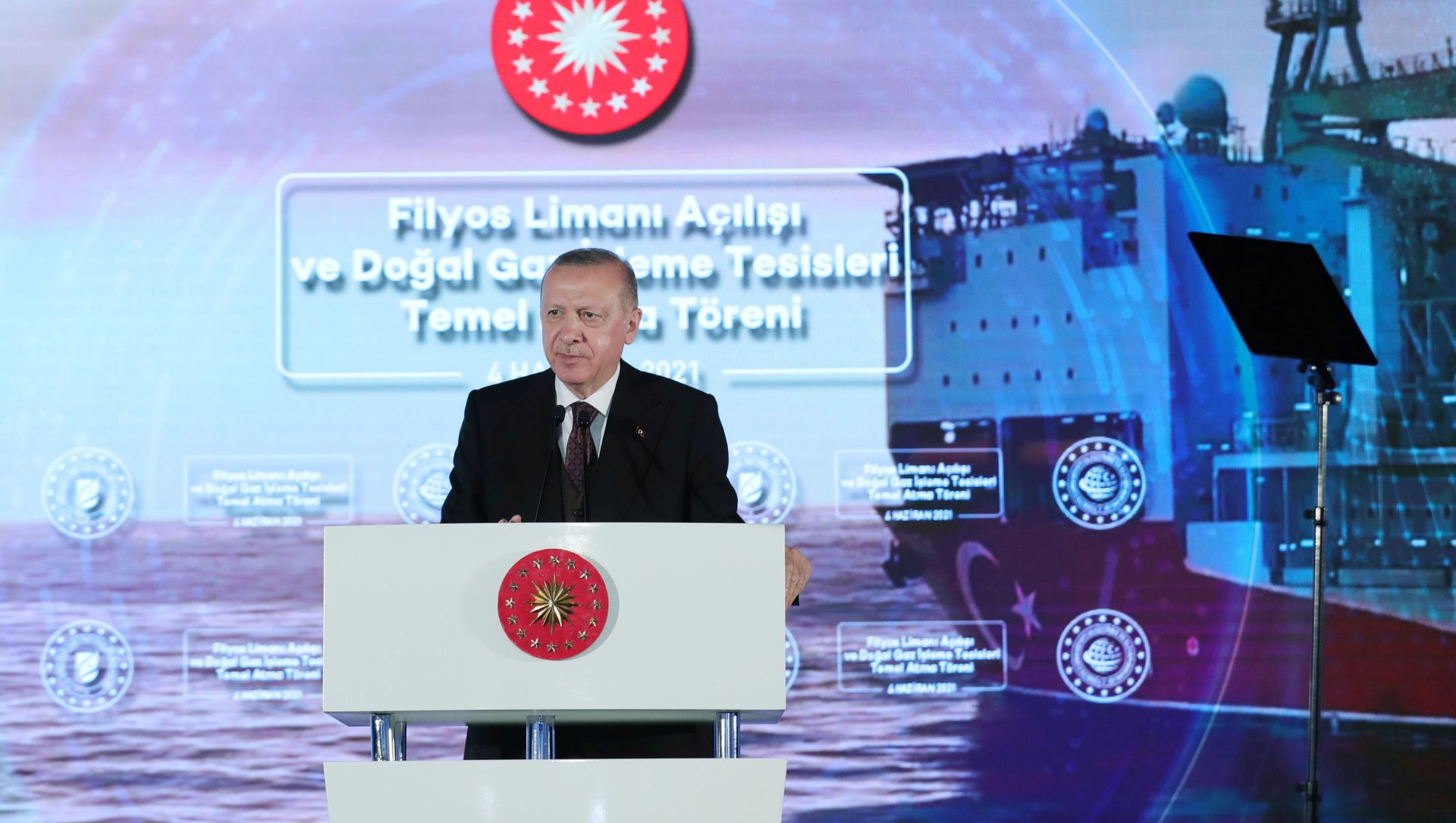 Turkish President Tayyip Erdogan speaks during the opening ceremony of Filyos port in the Black Sea city of Zonguldak, Turkey June 4, 2021 Turkish President Tayyip Erdogan speaks during the opening ceremony of Filyos port in the Black Sea city of Zonguldak, Turkey June 4, 2021 - Sputnik International, 1920, 04.06.2021