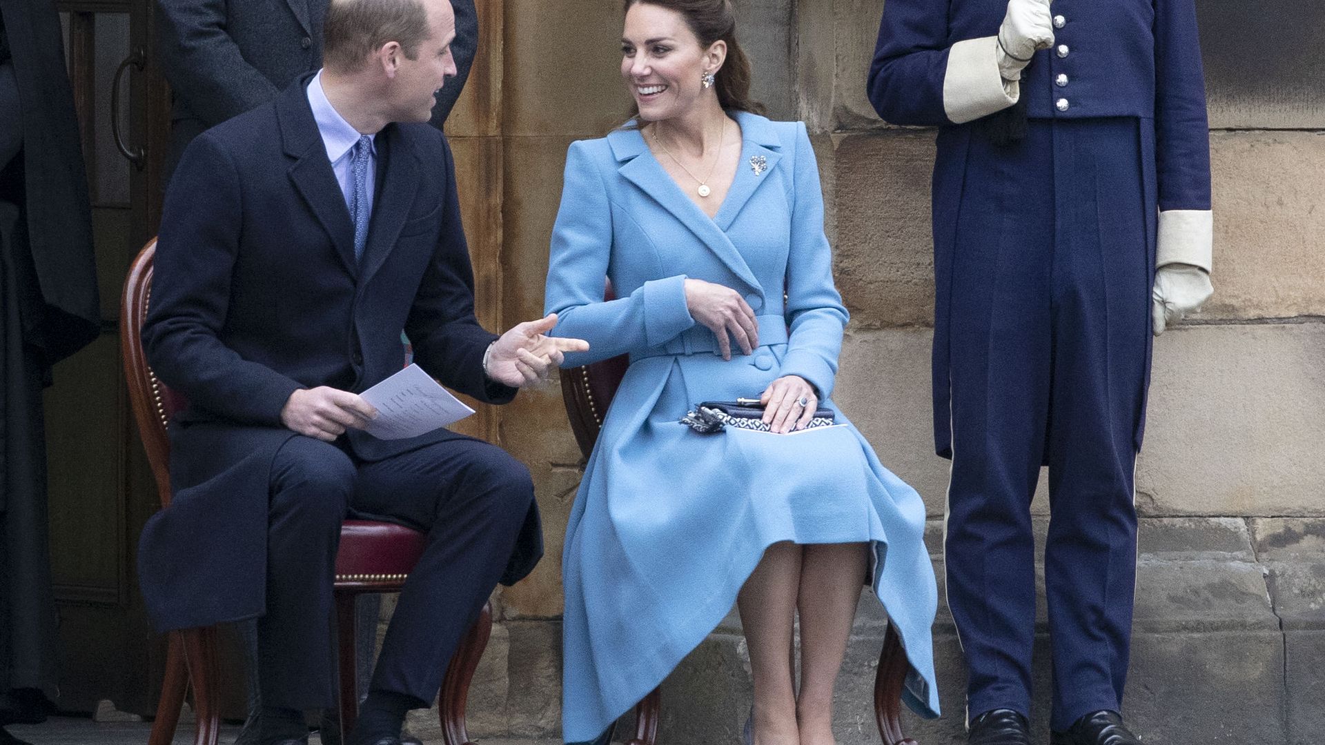 Britain's Prince William, Duke of Cambridge and Britain's Catherine, Duchess of Cambridge attend a Beating Retreat by The Massed Pipes and Drums of the Combined Cadet Force in Scotland at the Palace of Holyroodhouse in Edinburgh, Scotland on May 27, 2021, the final day of their week-long visit to the country - Sputnik International, 1920, 06.06.2021