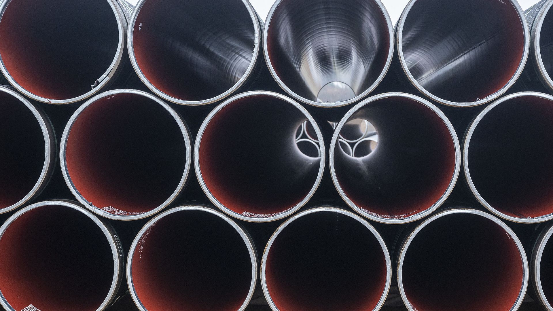 Pipes for the Baltic Pipe gas pipeline are stacked at Houstrup Strand, near Noerre Nebel, Jutland, Denmark, on February 23, 2021 - Sputnik International, 1920, 13.09.2021