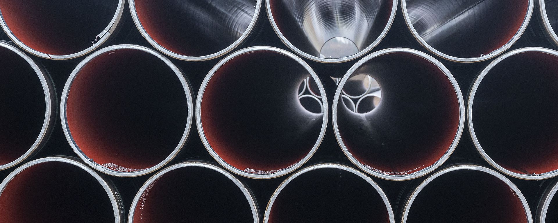 Pipes for the Baltic Pipe gas pipeline are stacked at Houstrup Strand, near Noerre Nebel, Jutland, Denmark, on February 23, 2021 - Sputnik International, 1920, 21.06.2022