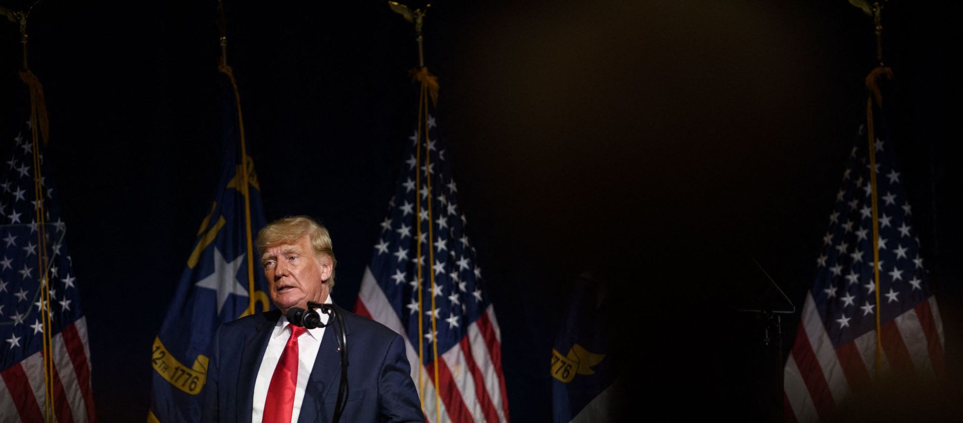 Former U.S. President Donald Trump addresses the NCGOP state convention on June 5, 2021 in Greenville, North Carolina. The event is one of former U.S. President Donald Trumps first high-profile public appearances since leaving the White House in January. Former U.S. President Donald Trump addresses the NCGOP state convention on June 5, 2021 in Greenville, North Carolina. The event is one of former U.S. President Donald Trumps first high-profile public appearances since leaving the White House in January. - Sputnik International, 1920, 06.06.2021