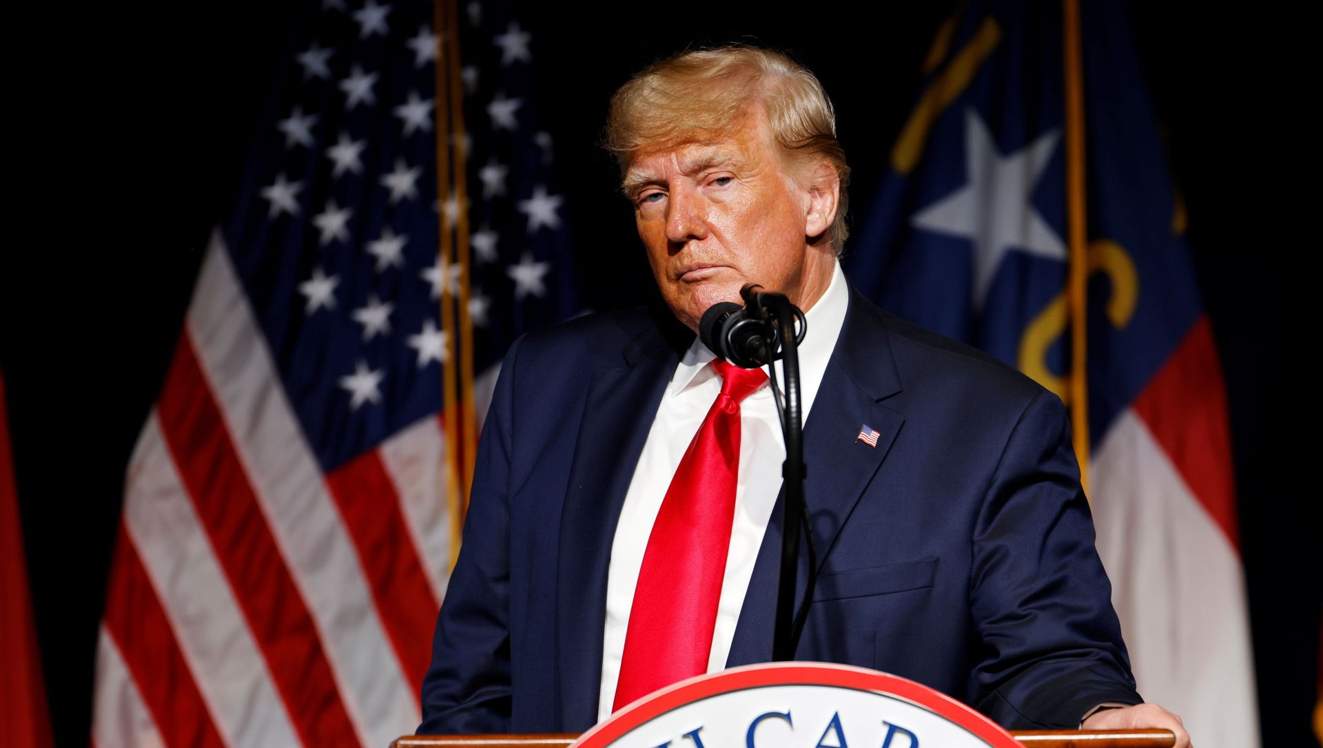 Former U.S. President Donald Trump pauses while speaking at the North Carolina GOP convention dinner in Greenville Former U.S. President Donald Trump pauses while speaking at the North Carolina GOP convention dinner in Greenville - Sputnik International, 1920, 06.06.2021