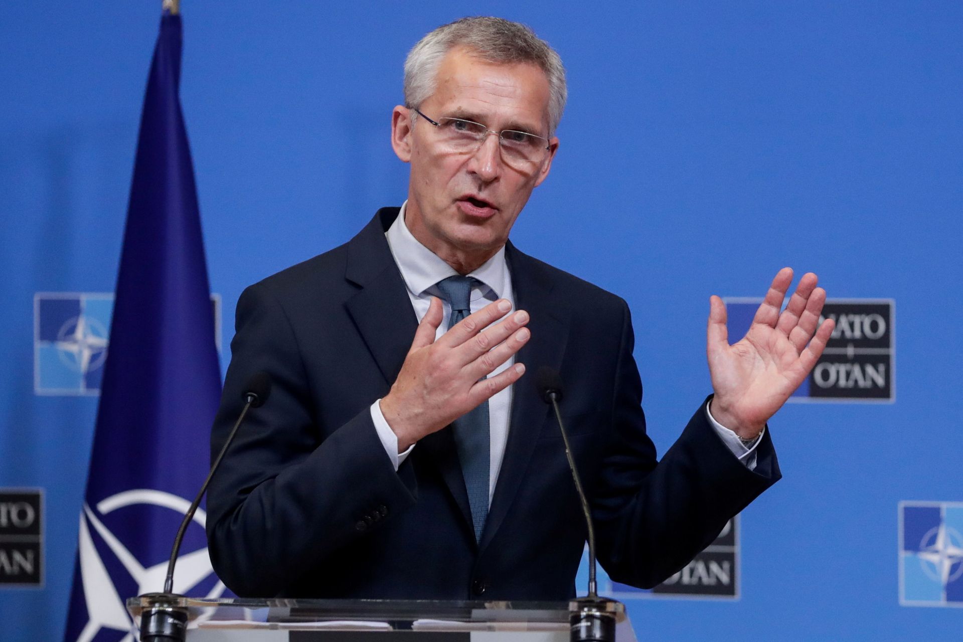 NATO Secretary-General Stoltenberg and Lithuanian Prime Minister Simonyte give press conference in Brussels - Sputnik International, 1920, 19.11.2021