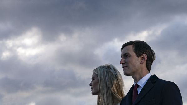 Daughter and Senior Advisor to the Outgoing US President Ivanka Trump and husband Senior Advisor to the Outgoing President Jared Kushner stand on the tarmac at Joint Base Andrews in Maryland as they attend US President Donald Trump's departure on January 20, 2021. - Sputnik International
