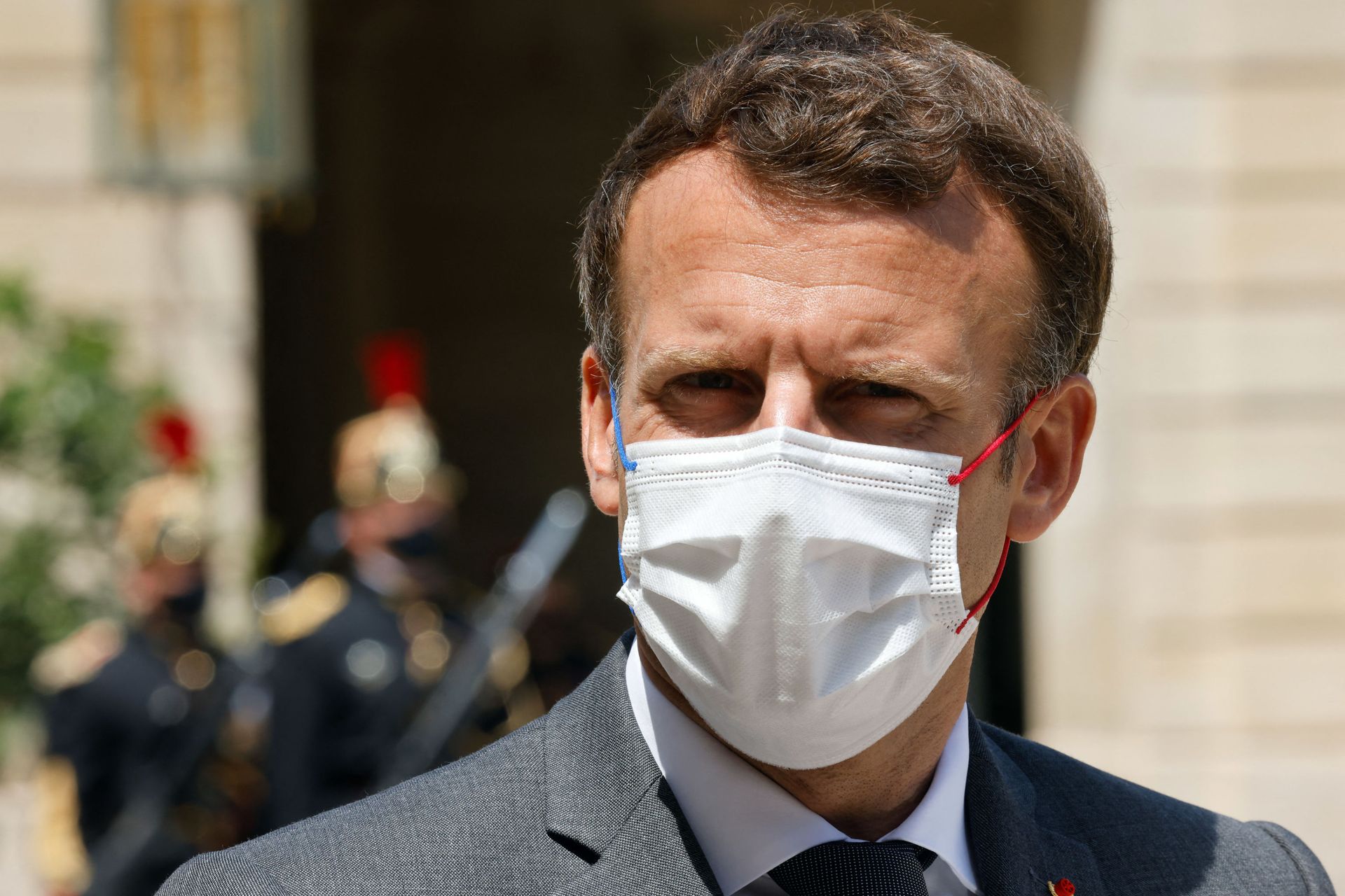 France's President Emmanuel Macron welcomes the Secretary-General of the Organisation for Economic Co-operation and Development (OECD) before a working lunch on June 9, 2021 at the Elysee Palace in Paris. - Sputnik International, 1920, 08.12.2021