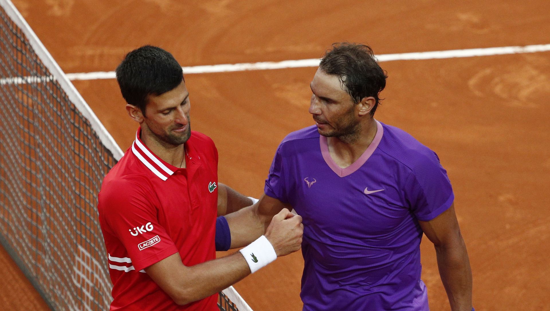 Tennis - ATP Masters 1000 - Italian Open - Foro Italico, Rome, Italy - May 16, 2021 Spain's Rafael Nadal shakes hands with Serbia's Novak Djokovic after winning the final Tennis - ATP Masters 1000 - Italian Open - Foro Italico, Rome, Italy - May 16, 2021 Spain's Rafael Nadal shakes hands with Serbia's Novak Djokovic after winning the final - Sputnik International, 1920, 10.06.2021