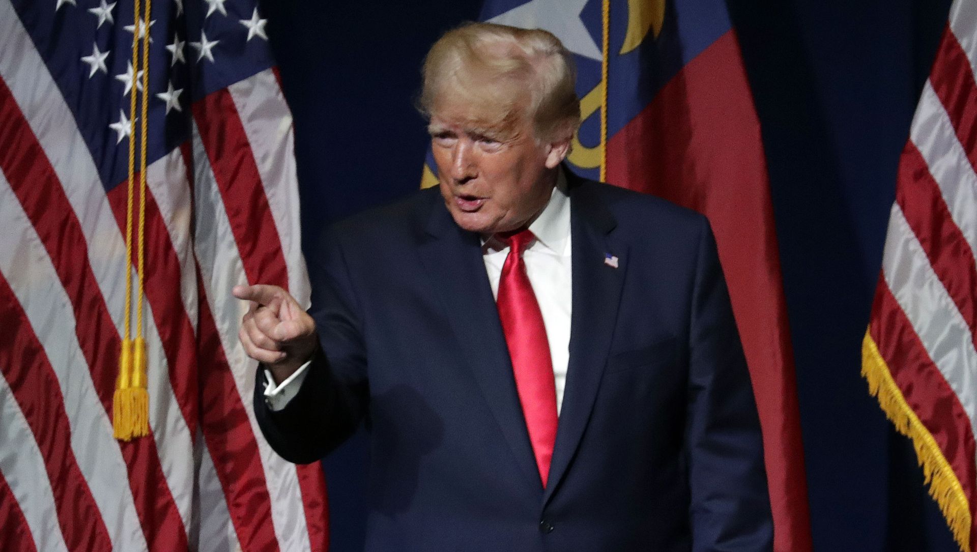 Former President Donald Trump acknowledges the crowd before he speaks at the North Carolina Republican Convention Saturday, June 5, 2021, in Greenville, N.C. Former President Donald Trump acknowledges the crowd before he speaks at the North Carolina Republican Convention Saturday, June 5, 2021, in Greenville, N.C. - Sputnik International, 1920, 20.06.2021