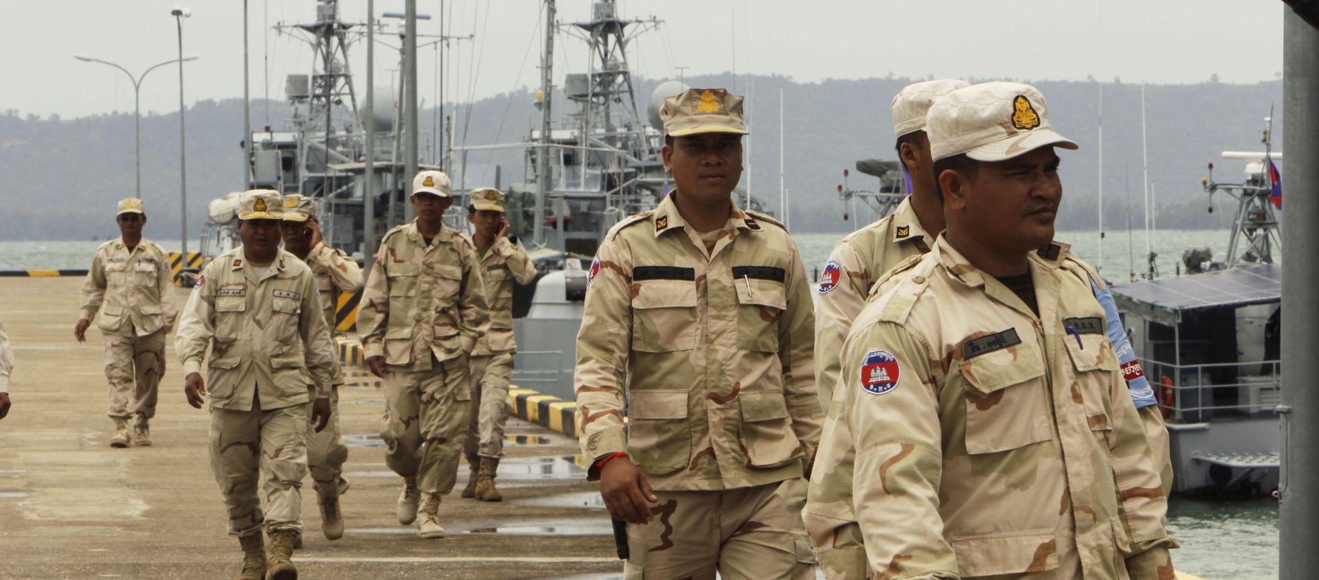 Cambodian navy troops walk at Ream Naval Base in Sihanoukville, south-west of Phnom Penh, Cambodia on 26 July 2019. - Sputnik International, 1920, 11.06.2021