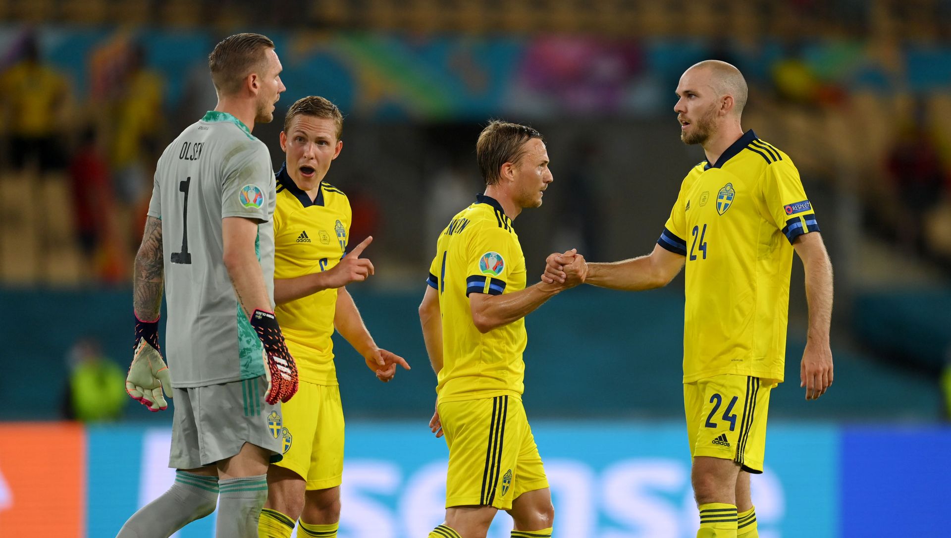 Sweden's Marcus Danielson celebrate with teammates after the match Spain v Sweden, La Cartuja, Seville, Spain, June 14, 2021 Sweden's Marcus Danielson celebrate with teammates after the match Spain v Sweden, La Cartuja, Seville, Spain, June 14, 2021 - Sputnik International, 1920, 14.06.2021
